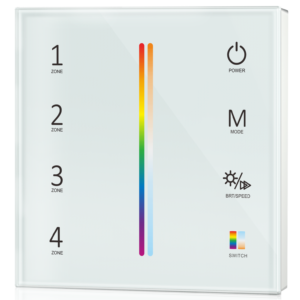 Wall Mount Remote Control Single Colour, RGB & Tuneable Black 4 Zones