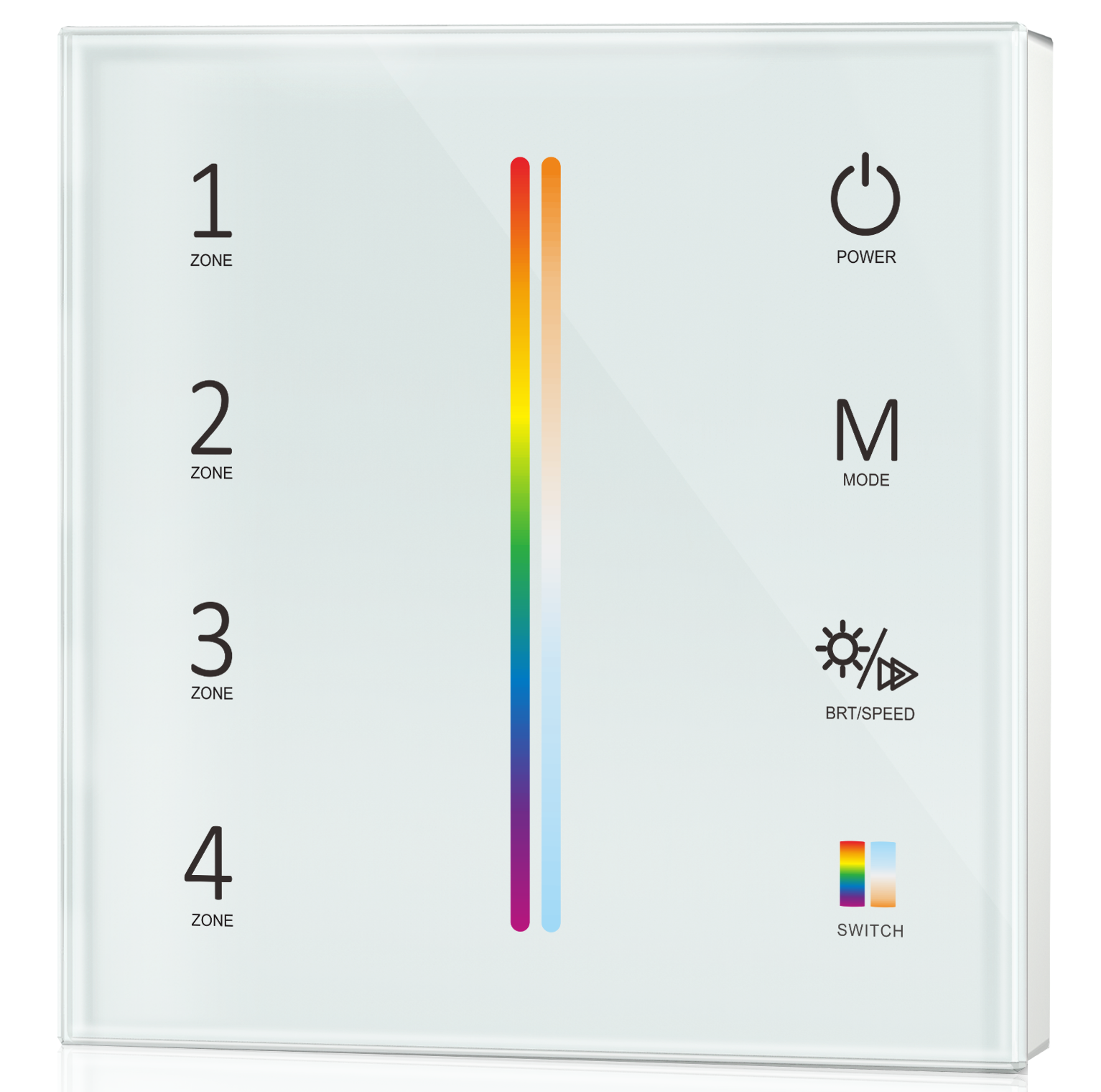 Wall Mount Remote Control Single Colour, RGB & Tuneable Black 4 Zones