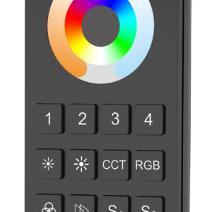 Handheld & Wall Mount Remote Control Single Colour, RGB & Tuneable White Black 4 Zones + 2 Scenes