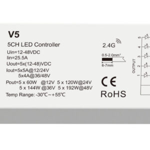 12-24VDC 600W Universal RGB + Tuneable White Strip Controller Push Dim +RF 2.4Ghz Wireless Control